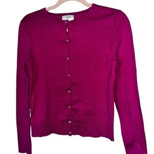 Ann Taylor fuchsia cardigan with jeweled‎ buttons small
